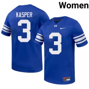 Kyler Kasper #3 Royal BYU Cougars Licensed Football Jersey | Women's High School Premium Uniform 14bV5053
