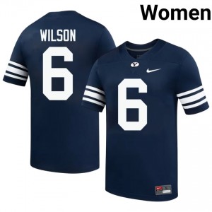 Marc Wilson #6 Navy BYU Cougars Licensed Football Jersey | Women's High School Premium Uniform F7AN8Y27