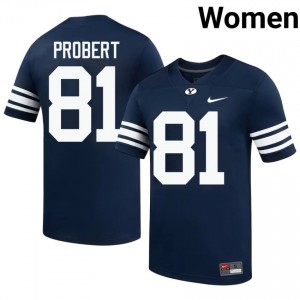 BYU Cougars Marion Probert #81 Navy Football Jersey | Women's Gameday Authentic NCAA Apparel l6R11828