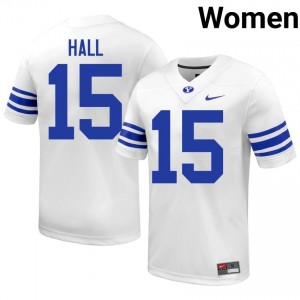 Max Hall #15 White BYU Licensed Football Jersey | Women's High School Premium Uniform 38Q4kP45