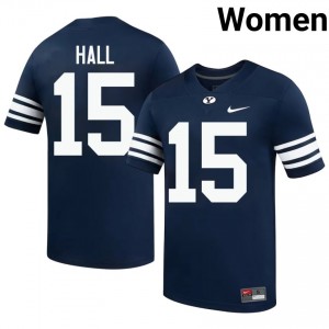 Authentic Max Hall BYU Cougars #15 Navy Jersey | Women's Durable University Football Fan Wear YCOM2732