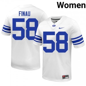 Authentic Paki Finau BYU #58 White Jersey | Women's Durable University Football Fan Wear o74UmW98