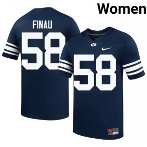 BYU Cougars Paki Finau #58 Navy Football Jersey | Women's Gameday Authentic NCAA Apparel J58r8079