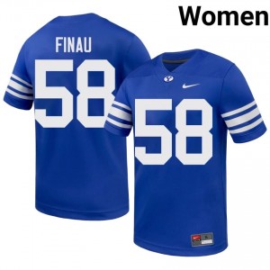 Paki Finau #58 Royal BYU Cougars Licensed Football Jersey | Women's High School Premium Uniform 58gXkP11