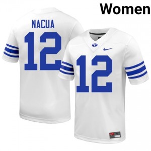 BYU Puka Nacua #12 White Football Jersey | Women's Gameday Authentic NCAA Apparel 8iTaha59