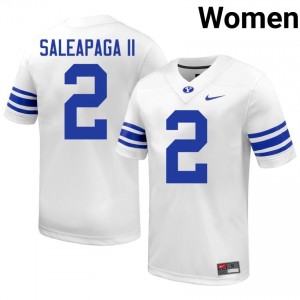 BYU Roger Saleapaga II #2 White Football Jersey | Women's Gameday Authentic NCAA Apparel B00T6755