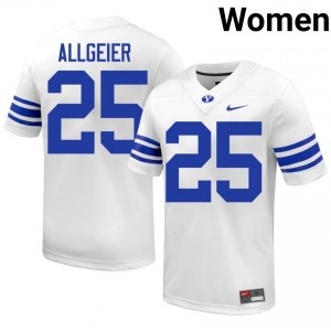 Authentic Tyler Allgeier BYU #25 White Jersey | Women's Durable University Football Fan Wear yuC40M70
