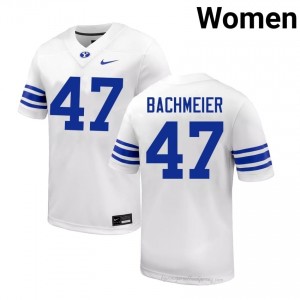 Authentic Bear Bachmeier BYU #47 White Jersey | Women's Durable NCAA Football Fan Wear 52akhAaQ