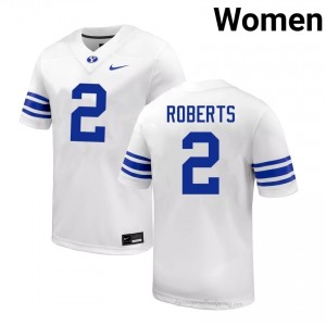 BYU Chase Roberts #2 White Football Jersey | Women's Gameday Authentic College Apparel 3655p45P