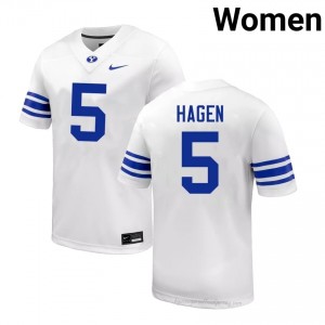 Authentic Cody Hagen BYU Cougars #5 White Jersey | Women's Durable NCAA Football Fan Wear 1770IQ2Y