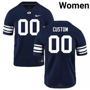 Authentic Custom BYU Cougars #00 Navy Jersey | Women's Durable NCAA Football Fan Wear 36B0m464