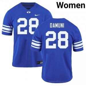 Jovesa Damuni #28 Royal BYU Cougars Licensed Football Jersey | Women's University Premium Uniform 653mR7sM