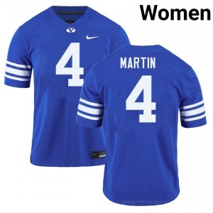 LJ Martin #4 Royal BYU Licensed Football Jersey | Women's University Premium Uniform 89X76P1u