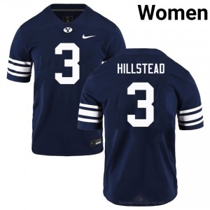 Authentic McCae Hillstead BYU #3 Navy Jersey | Women's Durable NCAA Football Fan Wear 32NYt5bW