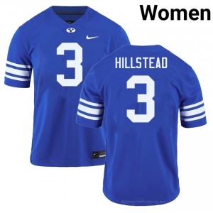 BYU Cougars McCae Hillstead #3 Royal Football Jersey | Women's Gameday Authentic College Apparel 8725Cay4
