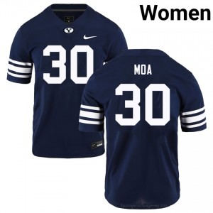 Sione Moa #30 Navy BYU Licensed Football Jersey | Women's University Premium Uniform 9856N178