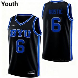 Authentic Aleksej Kostic BYU Cougars #6 Black Jersey | Youth Durable NCAA Basketball Fan Wear 95K2mv6Y