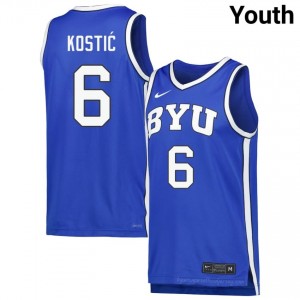 BYU Aleksej Kostic #6 Royal Basketball Jersey | Youth Gameday Authentic College Apparel 13t5h0xY