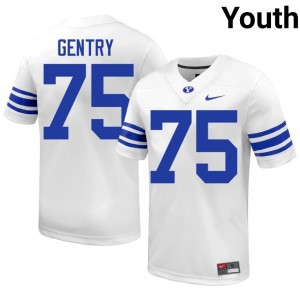 Authentic Andrew Gentry BYU #75 White Jersey | Youth Durable University Football Fan Wear U37F5767