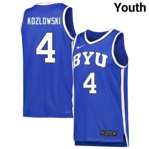 Brody Kozlowski #4 Royal BYU Licensed Basketball Jersey | Youth University Premium Uniform 75o0ql72