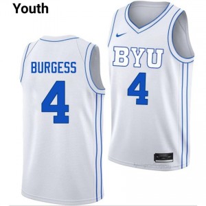 Authentic Chamberlain Burgess BYU #4 White Jersey | Youth Durable NCAA Basketball Fan Wear 7400k48I
