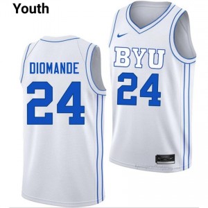 Dominique Diomande #24 White BYU Licensed Basketball Jersey | Youth University Premium Uniform 6954n8VH