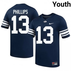 BYU Cougars Jojo Phillips #13 Navy Football Jersey | Youth Gameday Authentic NCAA Apparel bKe1H046