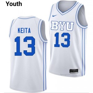 Keba Keita #13 White BYU Cougars Licensed Basketball Jersey | Youth University Premium Uniform 28o7v5kh
