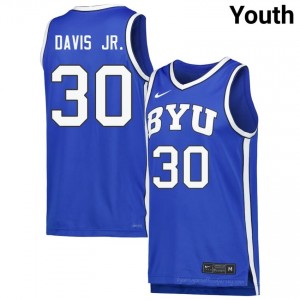 Authentic Kennard Davis Jr. BYU #30 Royal Jersey | Youth Durable NCAA Basketball Fan Wear 59hq681O