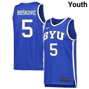 Mihailo Boskovic BYU Cougars #5 Royal Exclusive Jersey | Youth High School Basketball Limited Edition Uniform 197QqV4X