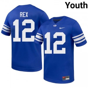 Authentic Preston Rex BYU Cougars #12 Royal Jersey | Youth Durable University Football Fan Wear G2Ch2331