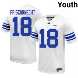 Reggie Frischknecht BYU #18 White Exclusive Jersey | Youth Player Football Limited Edition Uniform 7TWf5268
