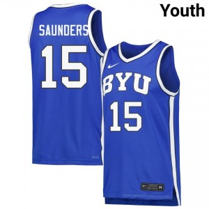 Authentic Richie Saunders BYU #15 Royal Jersey | Youth Durable NCAA Basketball Fan Wear 165oj78x
