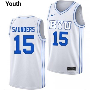 Richie Saunders BYU #15 White Exclusive Jersey | Youth High School Basketball Limited Edition Uniform 30t6Lyum
