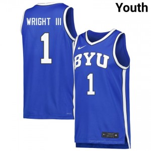 Robert Wright III #1 Royal BYU Cougars Licensed Basketball Jersey | Youth University Premium Uniform 326qeF34