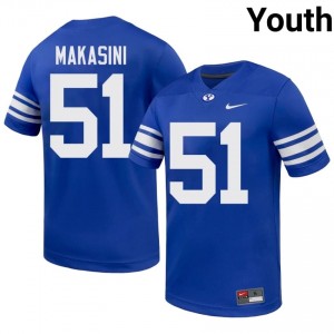 Authentic Sonny Makasini BYU Cougars #51 Royal Jersey | Youth Durable University Football Fan Wear Xk615742