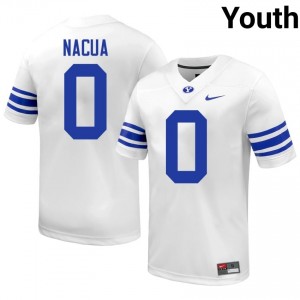 Tei Nacua #0 White BYU Licensed Football Jersey | Youth High School Premium Uniform 0x4WiI86