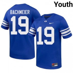 BYU Cougars Tiger Bachmeier #19 Royal Football Jersey | Youth Gameday Authentic NCAA Apparel By5cf344