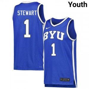 #1 Trey Stewart BYU Cougars Youth Basketball Jersey | Premium Replica NCAA Gear 1906I2Bf