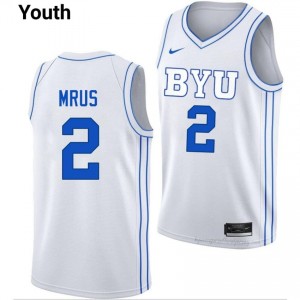 Tyler Mrus #2 White BYU Licensed Basketball Jersey | Youth University Premium Uniform 78i5Uv5J
