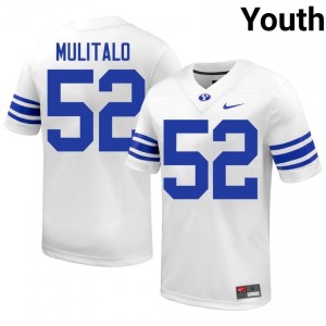 Bott Mulitalo #52 White BYU Licensed Football Jersey | Youth High School Premium Uniform 536e2J80
