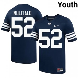 Authentic Bott Mulitalo BYU Cougars #52 Navy Jersey | Youth Durable University Football Fan Wear WS861219