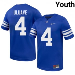 BYU Cougars Cade Uluave #4 Royal Football Jersey | Youth Gameday Authentic NCAA Apparel Ft6odL42