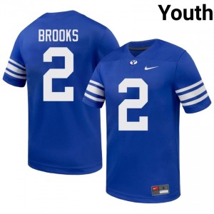 BYU Cougars Chris Brooks #2 Royal Football Jersey | Youth Gameday Authentic NCAA Apparel 215U2q61