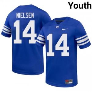 Authentic Gifford Nielsen BYU Cougars #14 Royal Jersey | Youth Durable University Football Fan Wear 52j2R038
