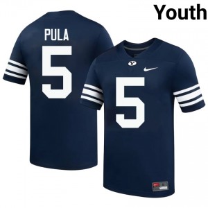 BYU Cougars Jaron Pula #5 Navy Football Jersey | Youth Gameday Authentic NCAA Apparel 5Ww1br93