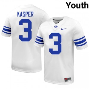 Kyler Kasper BYU #3 White Exclusive Jersey | Youth Player Football Limited Edition Uniform 7QufRD21