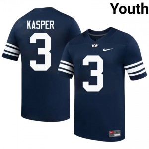 Kyler Kasper #3 Navy BYU Cougars Licensed Football Jersey | Youth High School Premium Uniform 7Pie5Q80