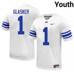 BYU Legend Glasker #1 White Football Jersey | Youth Gameday Authentic NCAA Apparel 56ql7097
