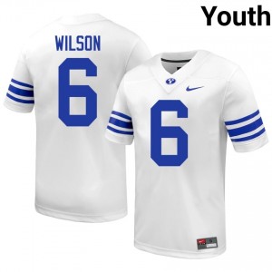 BYU Marc Wilson #6 White Football Jersey | Youth Gameday Authentic NCAA Apparel b4c0a216
